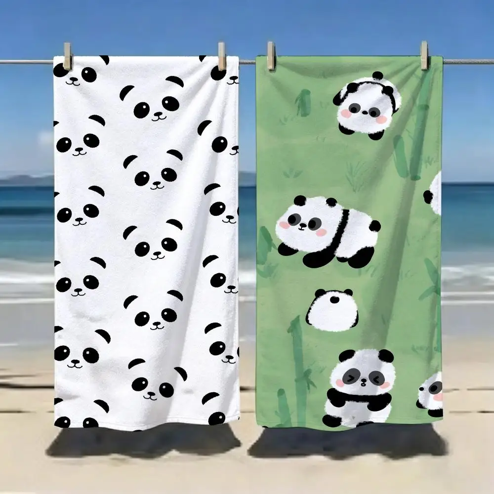 Bamboo Panda Cartoon Vintage Graphic Towel Microfiber soft Beach Towel for Travel Fitness Sauna Bathing Camping
