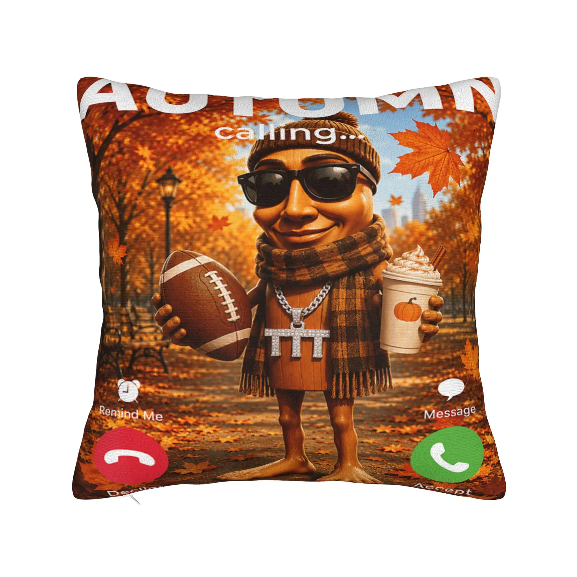 Sweater Weather Football Pumpkin Spice Cozy Fall Tung Sahur Pillow Cover Retro Pillow Case For Home Decoration Soft Pillowcases