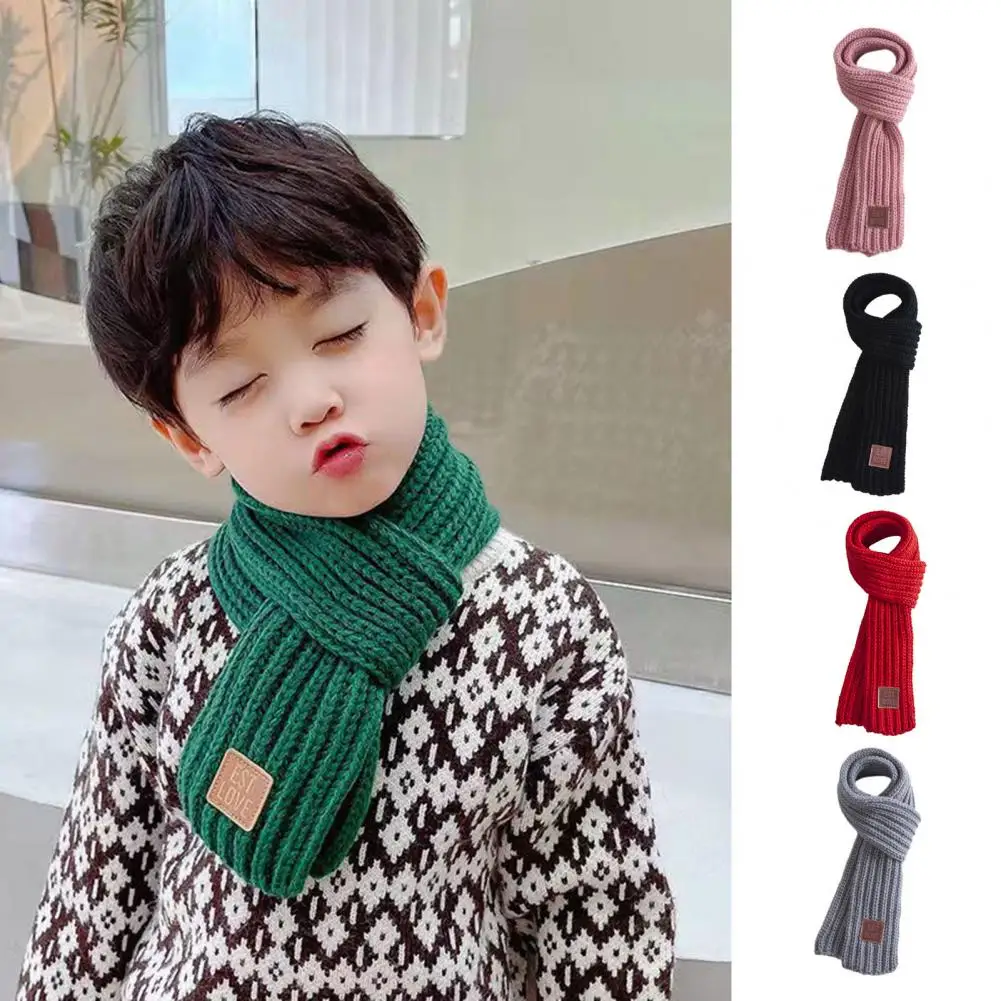 Baby Scarf Cozy Knitted Baby Winter Scarf for Cold Resistant Neck Soft Elastic Unisex Children\'s Neck Wrap in Solid