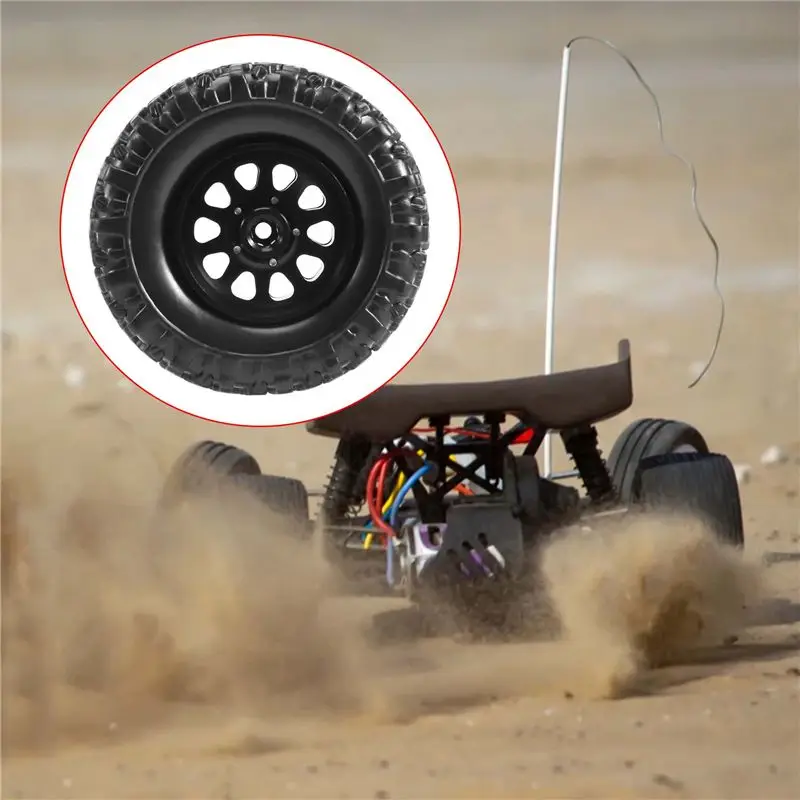 FBIL-4Pcs Metal Beadlock Wheel Hub Rim And Rubber Tire Set For WPL C14 C24 B14 B24 B36 MN D90 MN99S RC Car Upgrade Parts