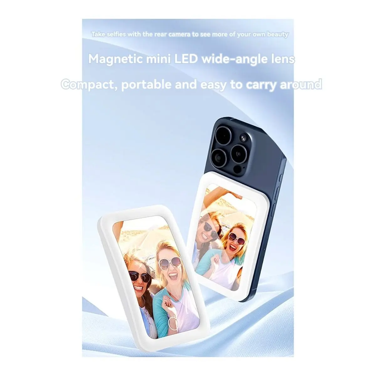 Magnetic Mobile Phone Magnetic Photo Selfie Mirror Led Wide-Angle Mirror Live Back Suction Mirror Selfie Makeup Mirror