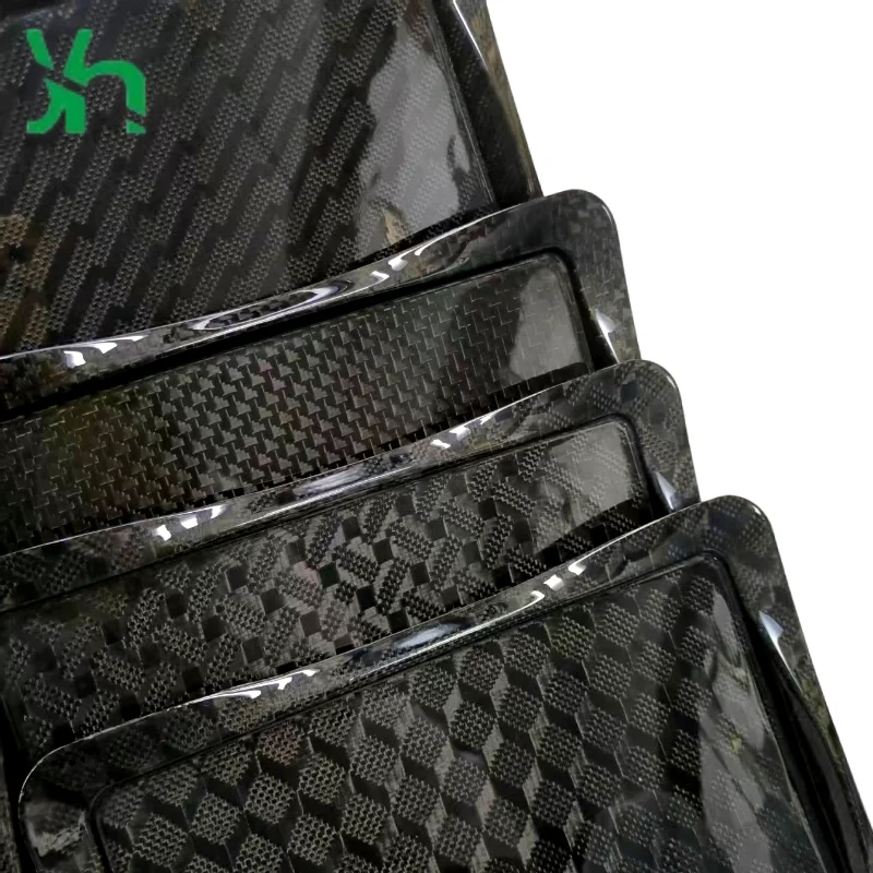 3K ドライカーボンファイバートレイ 30x25cm、ジャカード織り模様、高級サービングプレート