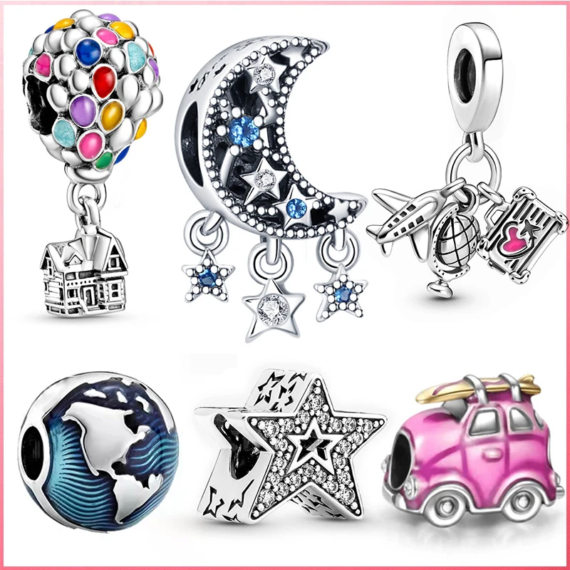 10 Pcs/Lot Pan's New Starry Sky Galaxy Earth Pendant Astronaut Charm Series DIY Luminous Beads Glass Beads