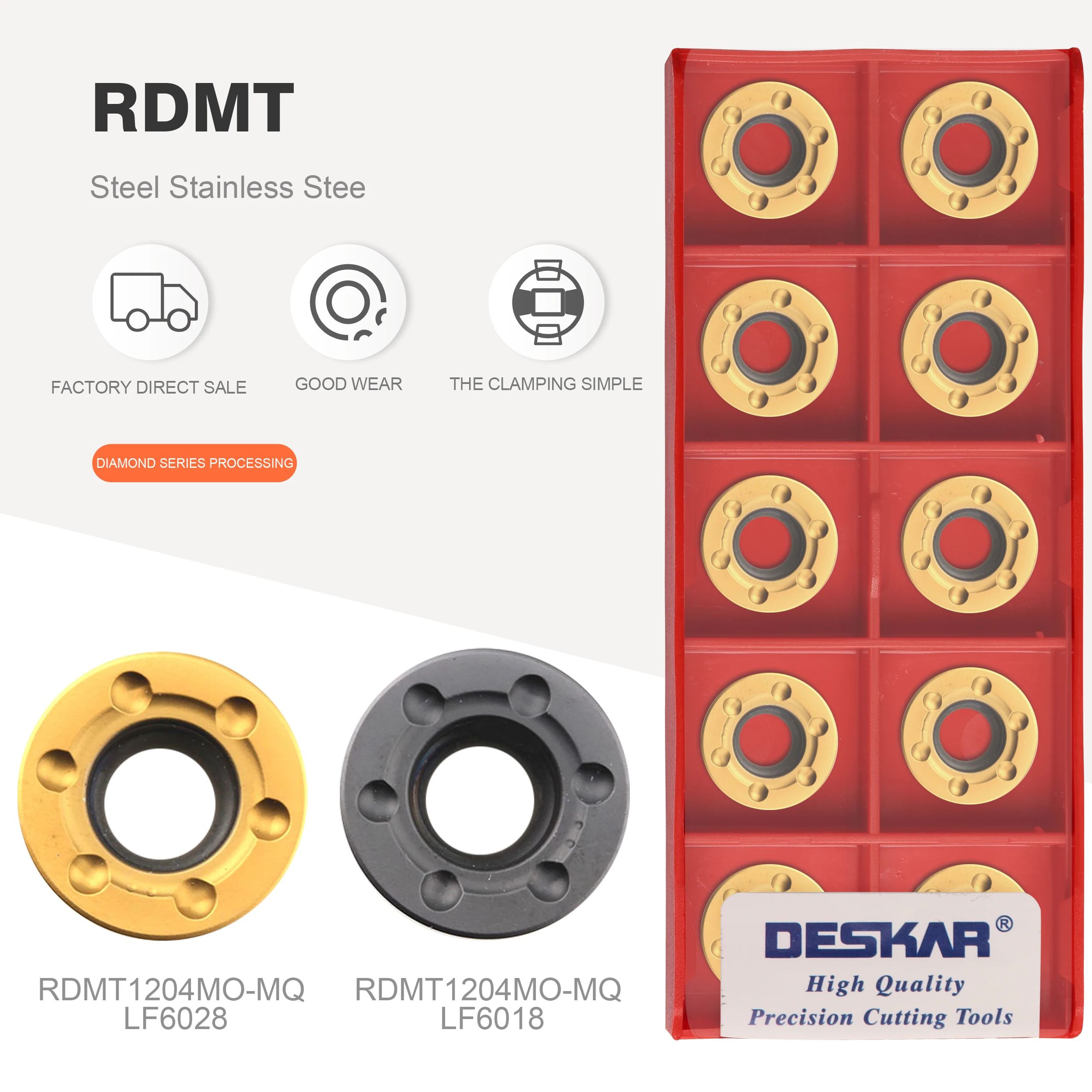 

DESKAR R6 RDMT1204MO MQ LF6018 LF6028 CNC Lathe Cutting Cutter Tools Carbide Inserts Mill Turning Tool Stainless Steel And Steel