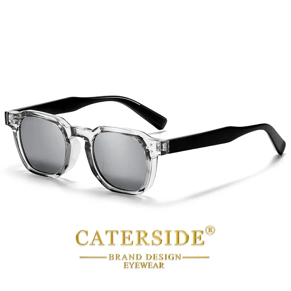 CATERSIDE Modische Herren-Sonnenbrille Markendesign Quadratische Punk-Sonnenbrille Damen Outdoor Reise Party Dekoration Geschenk Brille UV400 – Detail 15