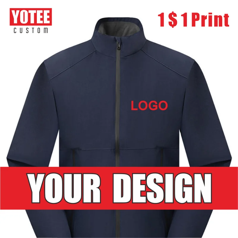 YOTEE Outdoor Waterproof Men\'s and Women\'s Stand up Collar Jacket with Printed Embroidery Custom LOGO Anti static Sports Coat