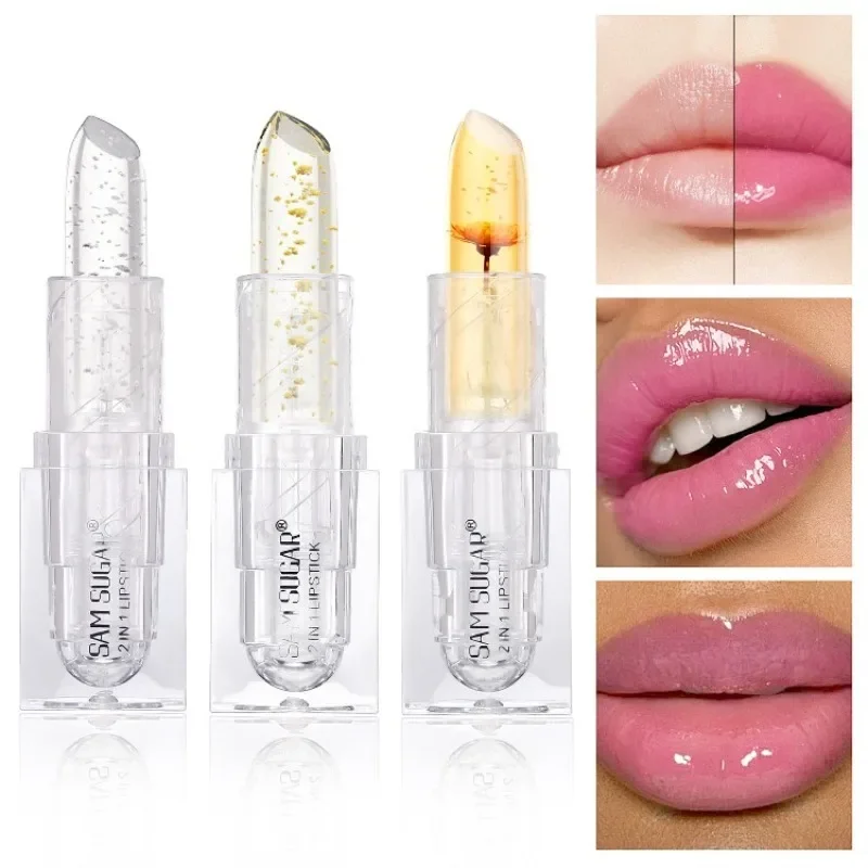 Transparent Gold Crystal Color Changing Lipstick, Moisturizing Long Lasting Hydrating Lip Color, Non-Stick Cup Glossy Lip Makeup