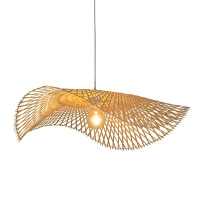 Vintage handgeweven bamboe kroonluchters rotan led hangend plafond restaurant keuken bar decor lamp E27 zonder gloeilamp - afbeelding 2