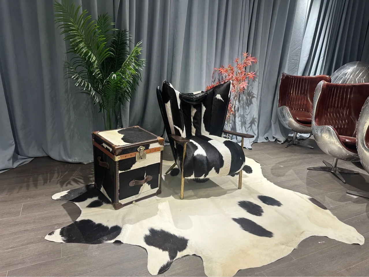Cow fur sofa chair living room model room chair 6