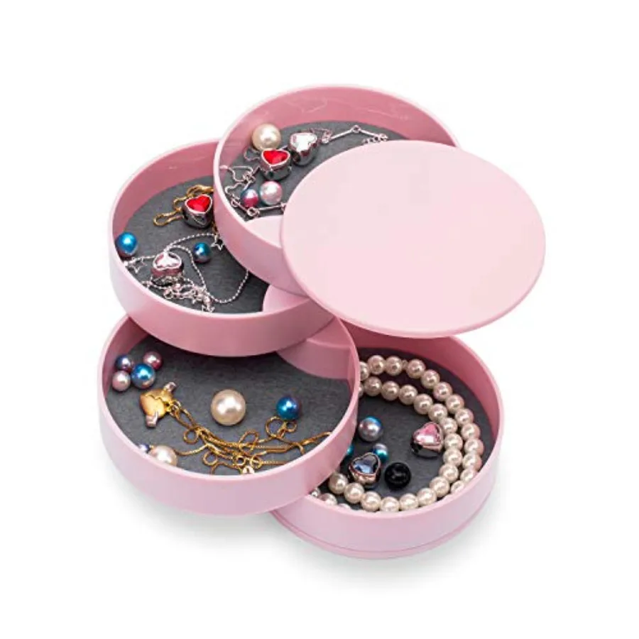 

Jewelry Organizer, Small Jewelry Box Earring Holder for Women, Jewelry Storage Box 4-Layer Rotatable Jewelry Accessory Storage