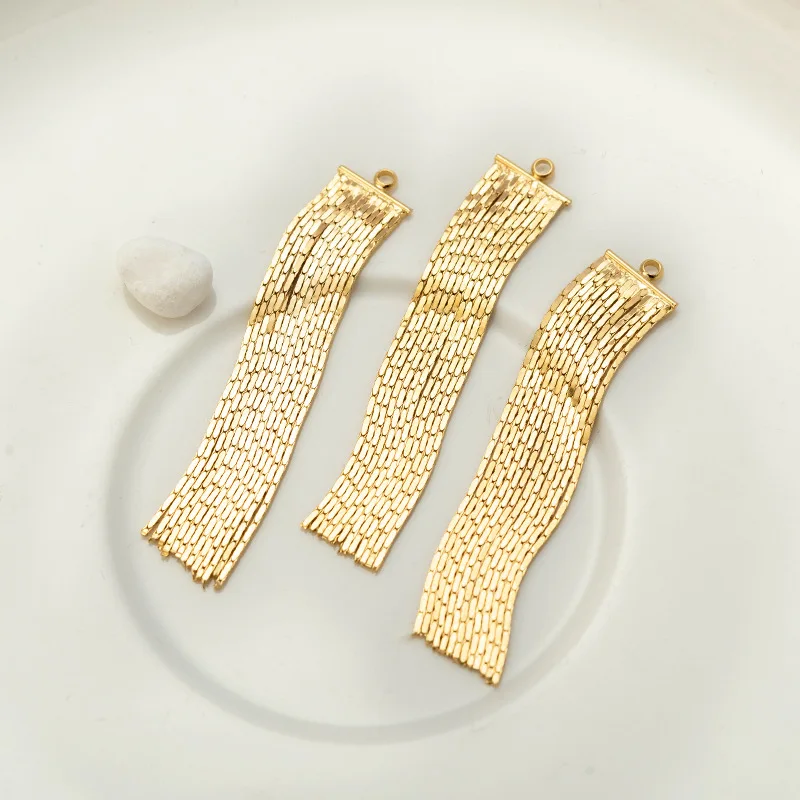 1/2 Stück Quastenanhänger, 18K vergoldete Messingkette, hängende Quasten-Ohrringanhänger für DIY-Schmuckherstellung von langen Halsketten. – Detail 6