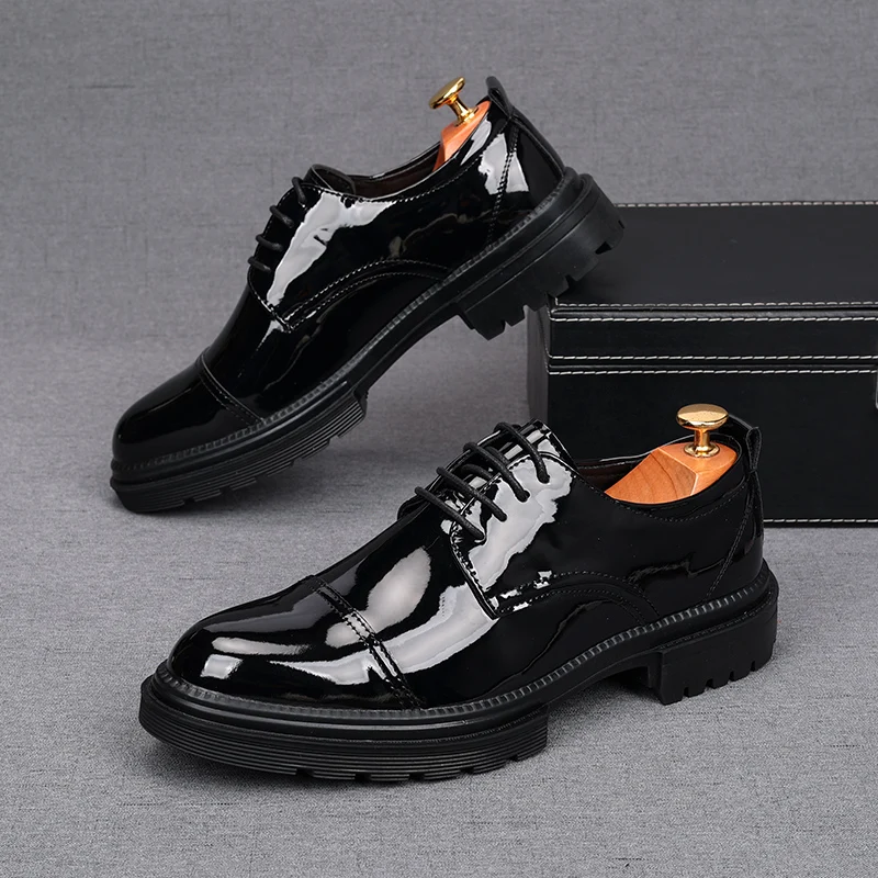 

mens casual business wedding formal dress patent leather shoes black stylish oxfords shoe platform sneakers gentleman footwear