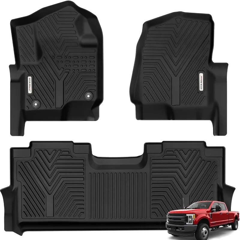 

Floor Mats Compatible with F250/F350, Custom Fit for 2017-2025 Ford F-250/F-350 SuperCrew Cab, 1st & 2nd Row All Weath