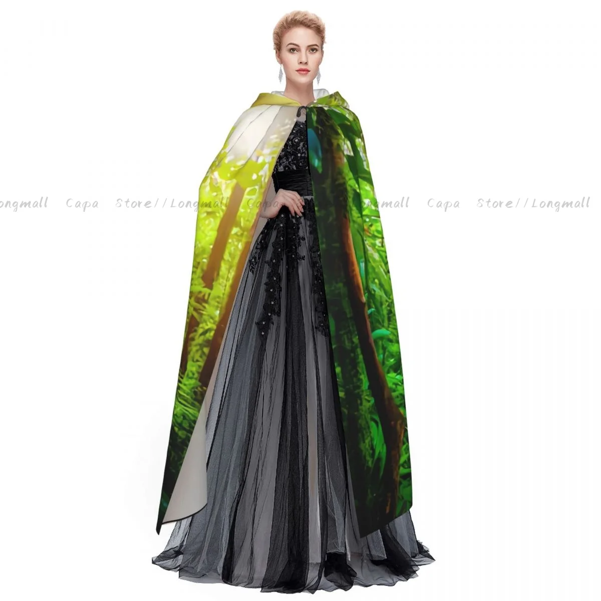 الطريق في الغابة تحت عباءة الشمس اللامعة مقنعين تأثيري حلي هالوين الكبار حفلة طويلة الرأس #3