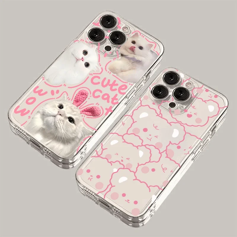 حافظة لطيفة على شكل قطة لهاتف سامسونج جالاكسي A56 5G A55 A35 A36 A15 A16 A26 A54 A52 A53 A14 A05 A05S A06 A25 A34 A35 A32 A50S غطاء جميل