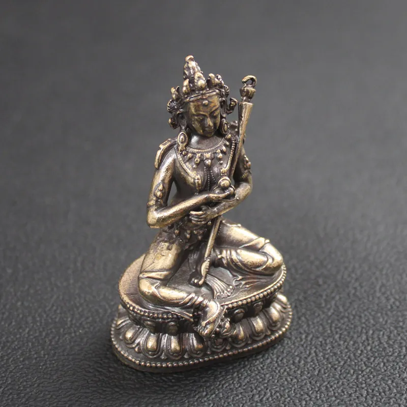 Pure Brass Zengfuhui Dumu Buddha Statue Enshrine Antique Buddhist Hall Mini Guest Study Hallway Desktop Decoration Tibetan