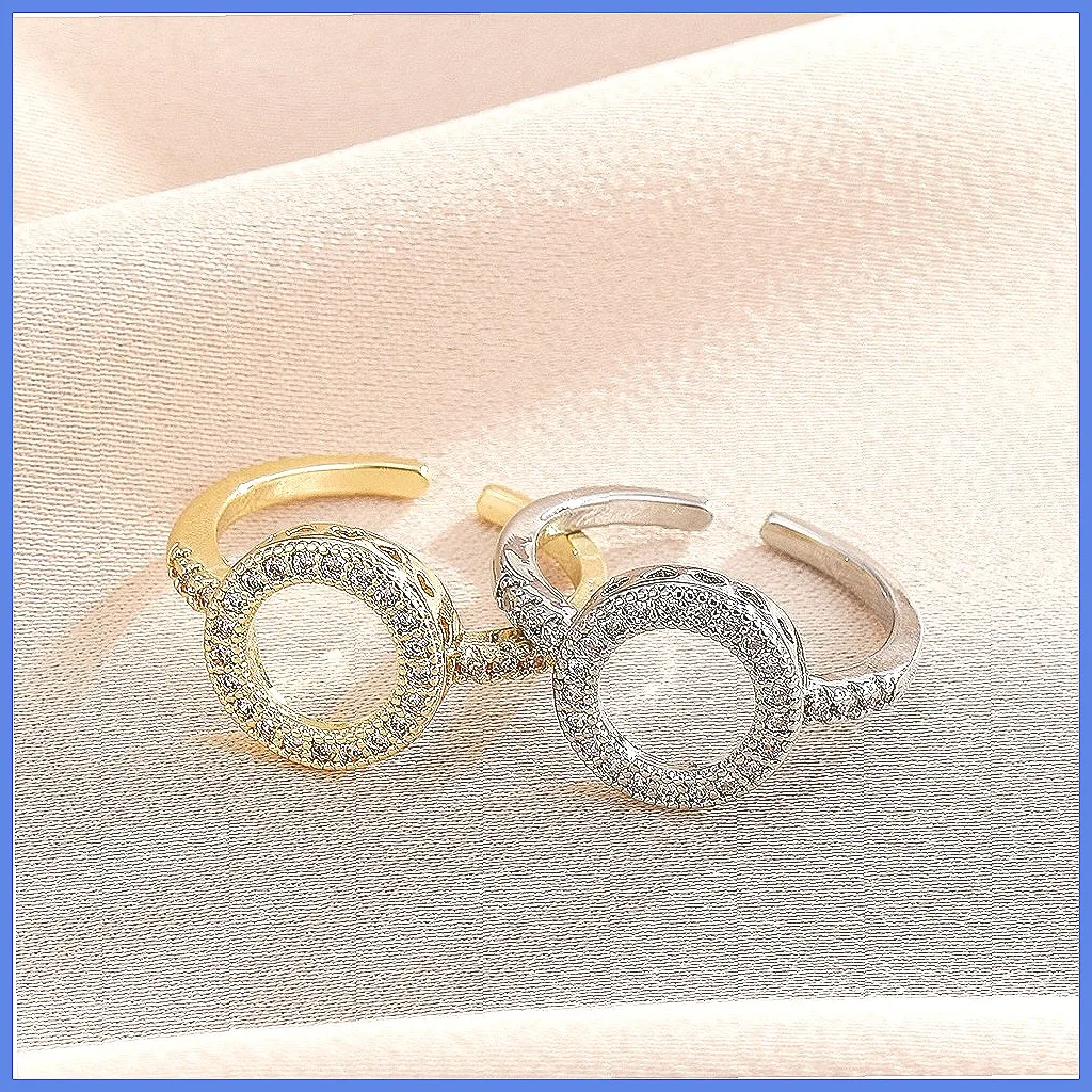 Retro Copper Open Ring for Women, Micro-Inlaid Zircon, European & American Style Jewelry Gift