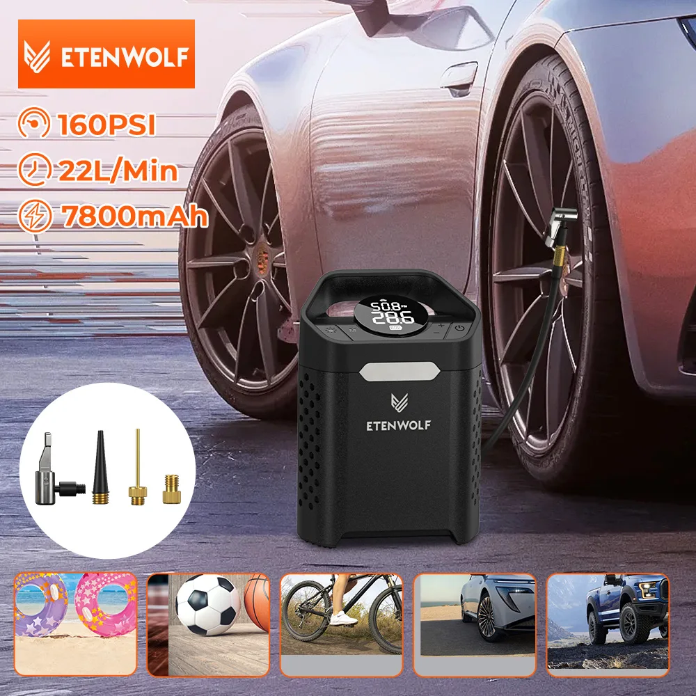 Air Pump Portable Motorcycle Car Compressor Air Pump 160 PSI 100% Duty Cycle Car Tire Inflator 7800mAh Suitable for Cars, Motorcycles, Bicycles, Balls, etc. Portable Air Pump