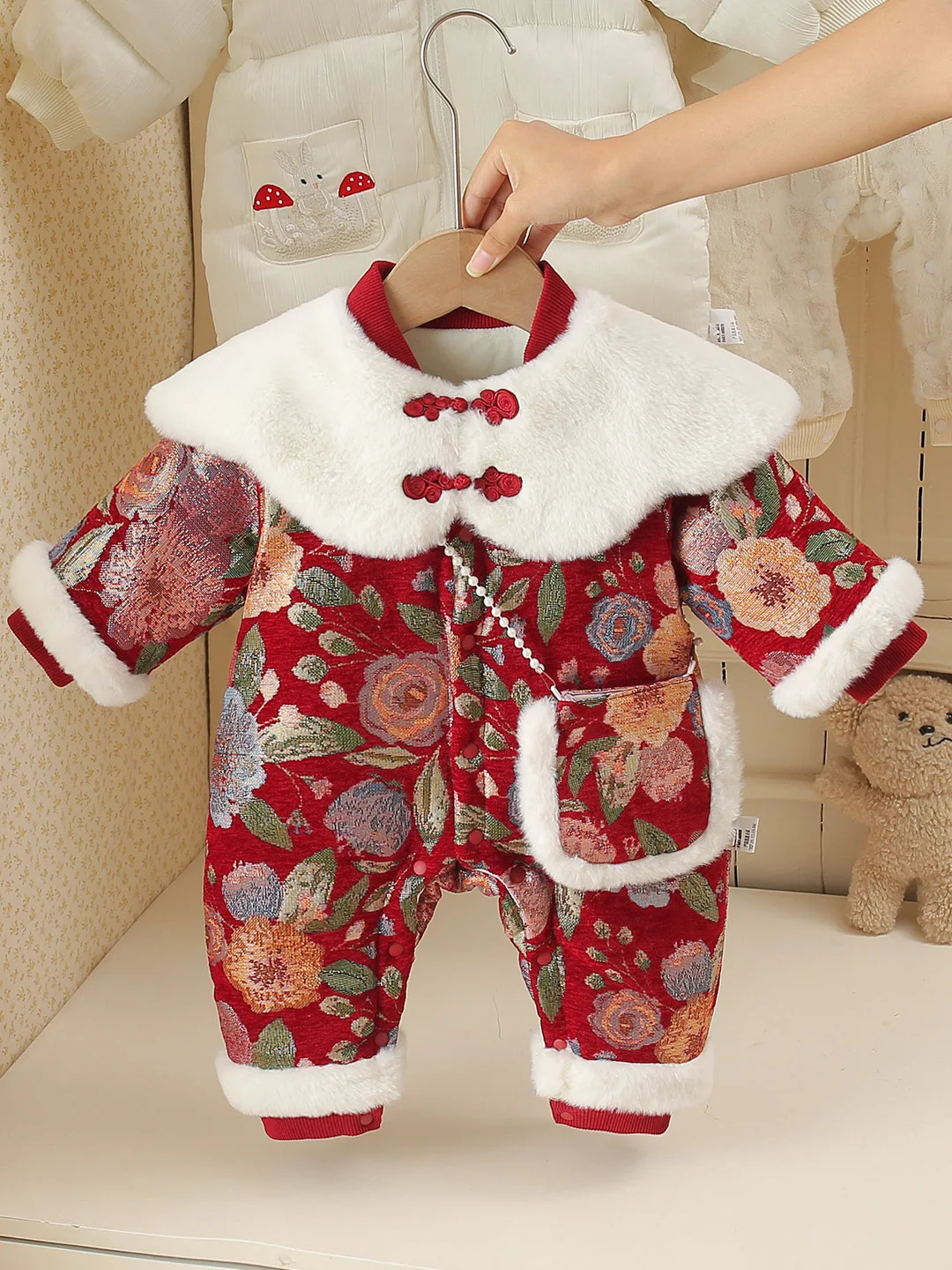 

Зимний комбинезон Thiened Fce на подкладке для маленьких девочек, новинка 2025, модная милая праздничная одежда Sweet Fit Long Sve