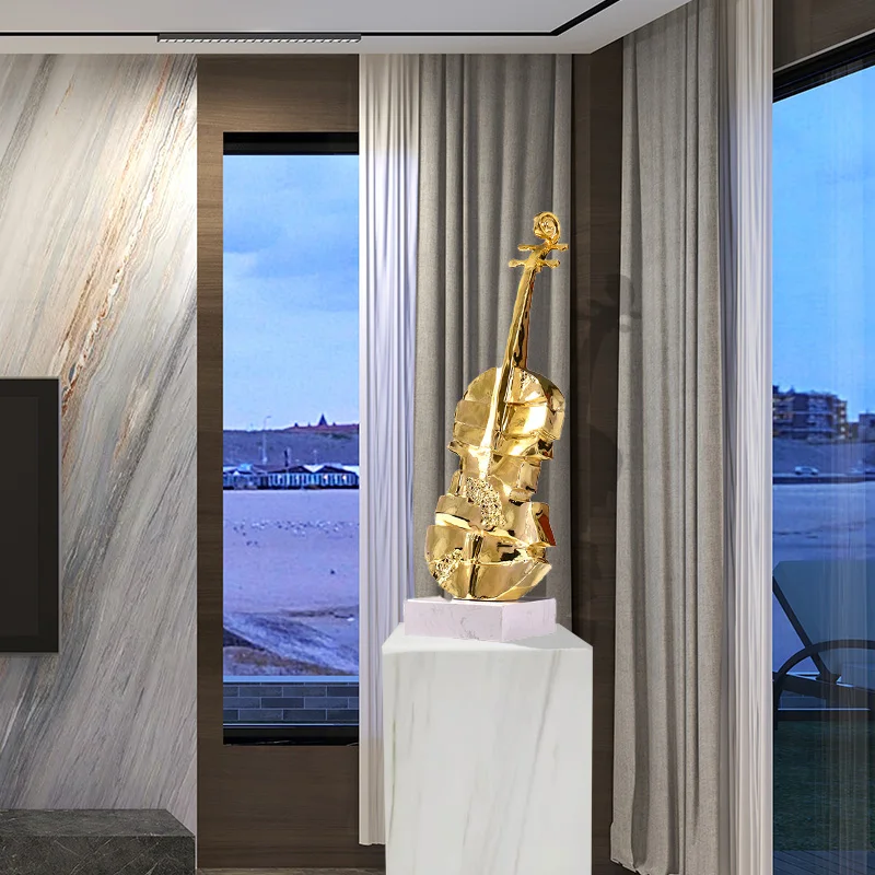 

Modern light luxury transparent resin violin ornaments hotel lobby model room living room porch creative art ornaments