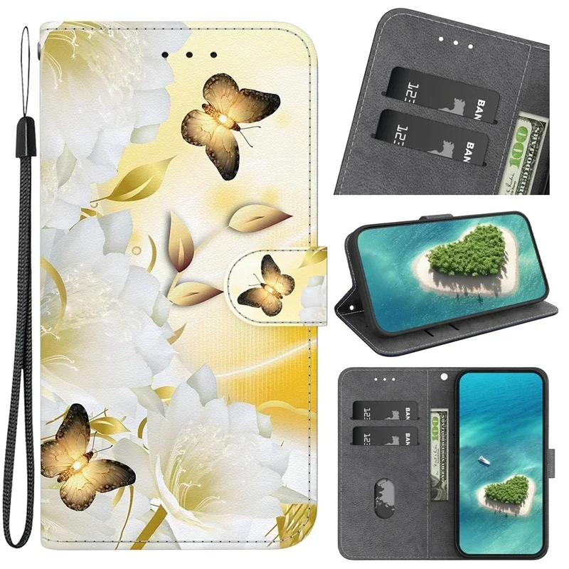 Für xiaomi redmi 12 fall bemalte leder flip stand telefon hülle für funda xiomi xiaomi redmi 12 redmi12 12c brieftasche coque