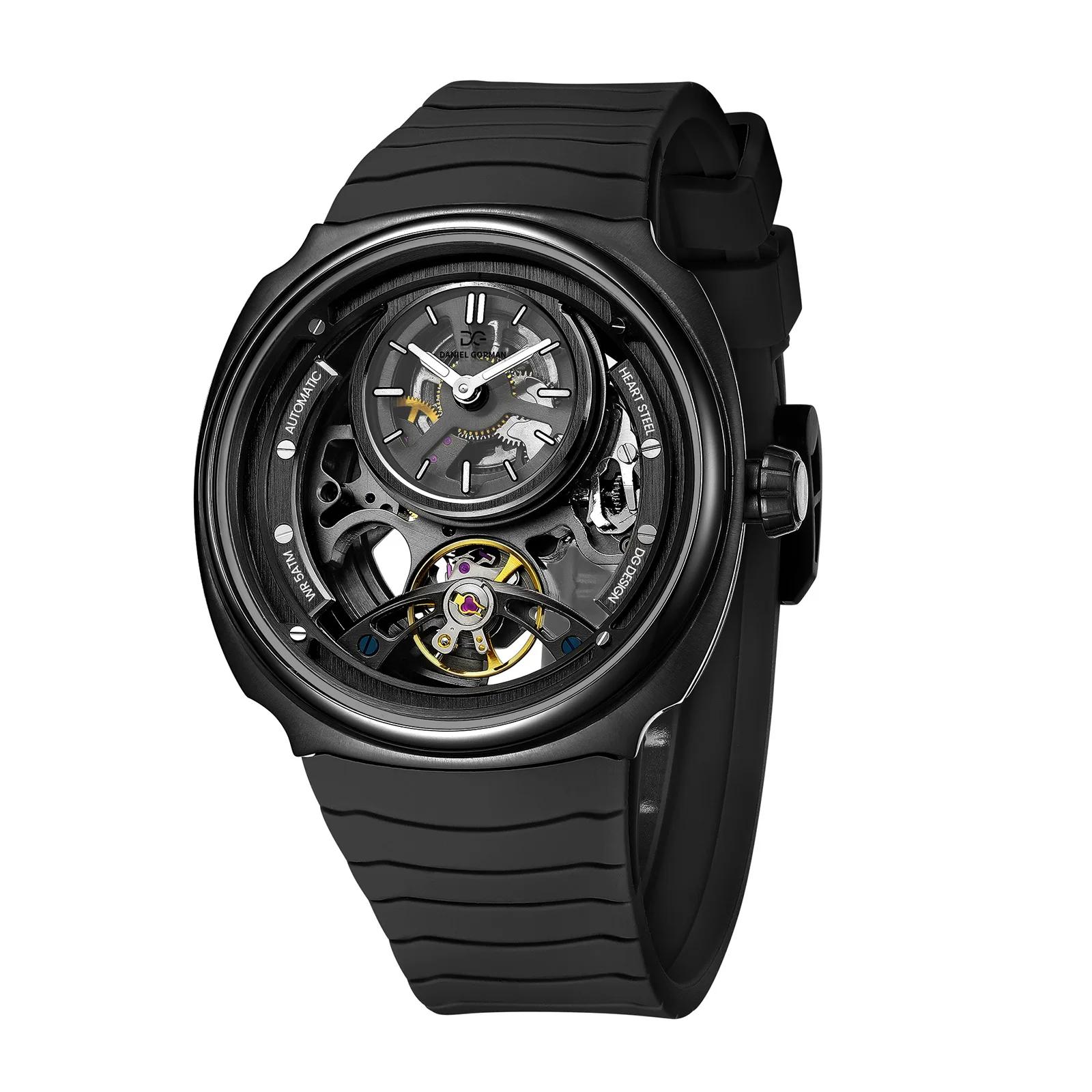 Men Automatic Mechanical Watch Fashion Sport Wristwatch Silicone Band