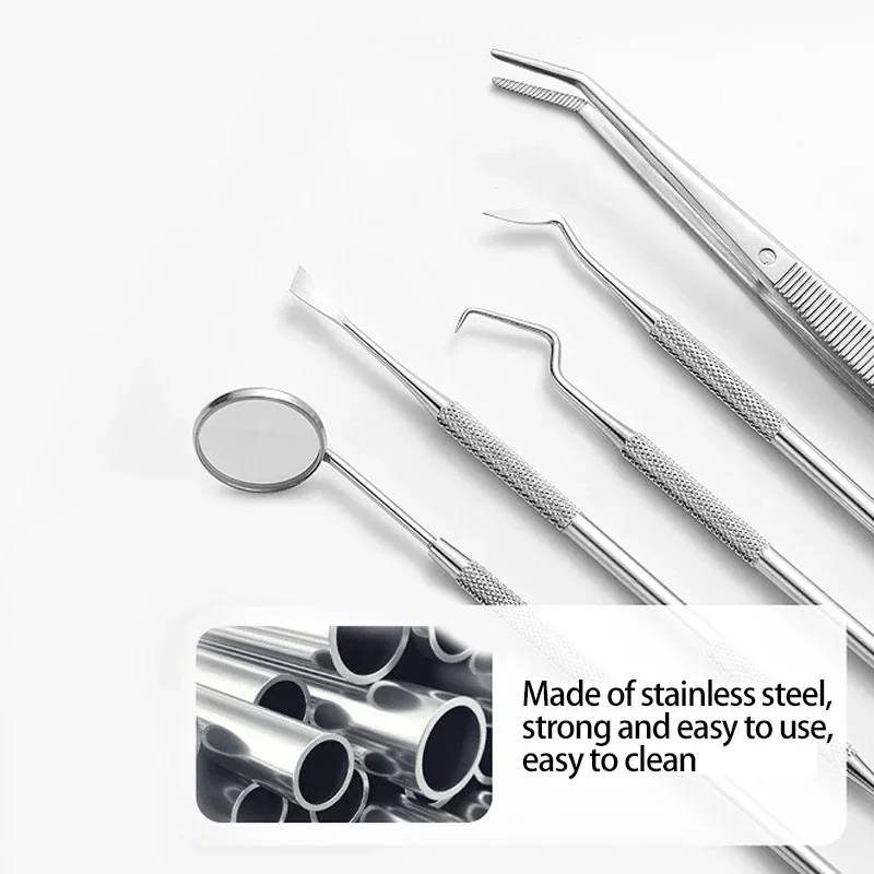 4/5Pcs dental Mouth Mirror Stainless Steel Tweezers Probe Dentist Instrument Teeth Cleaning Whitening Dentistry Lab Tools