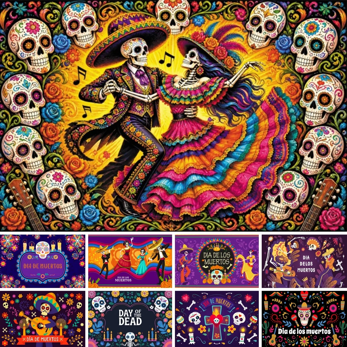 Yeele Day of The Dead Photography Backdrop Fiesta Cinco DeMayo Skull Birthday Wedding Mexican Carnival Party Decor Background