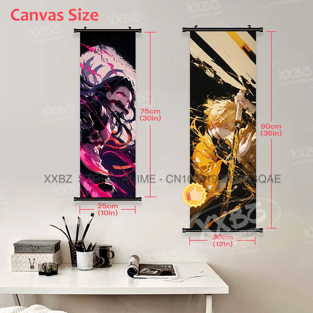 Demon Slayer: Kimetsu No Yaiba Leinwand, Heimdekoration, Wandkunst, zum Aufhängen, Gemälde, Schriftrollen, Bilddruck, Anime-Figuren, Poster – Detail 5