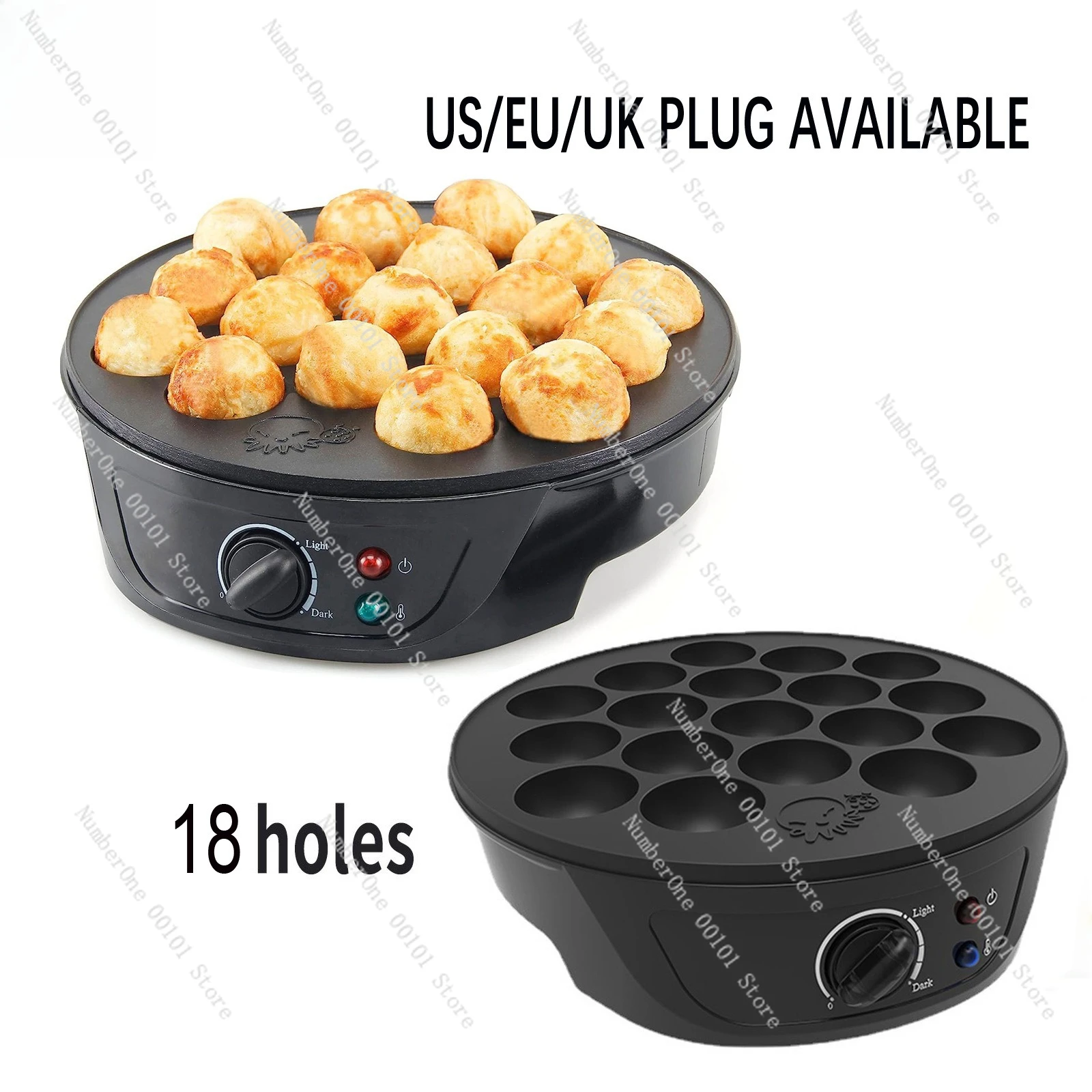 110V Octopus Grill Machine 18 Holes with Timer for Fish Ball Shrimp