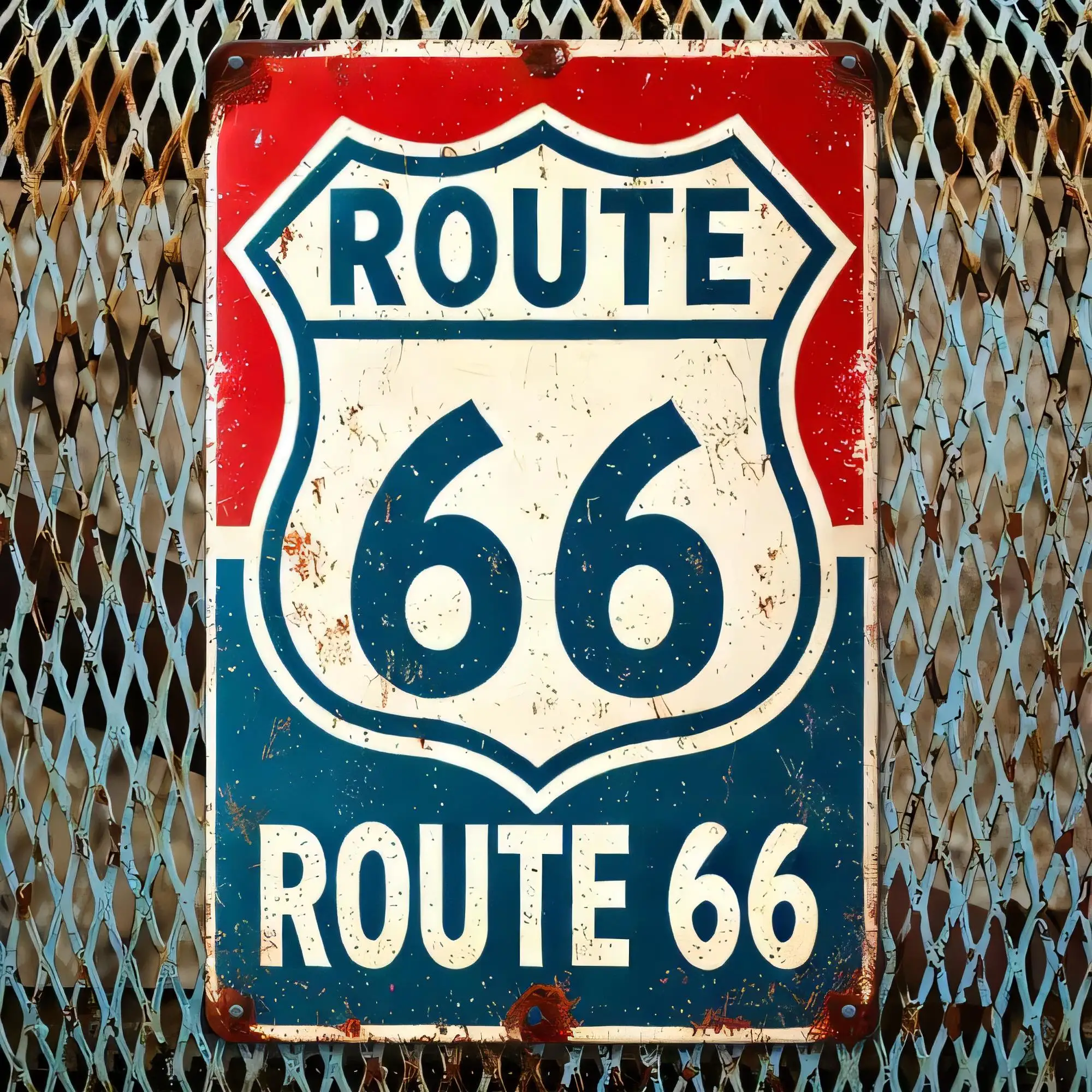 Retro Gaming Pictures - Targa in Metallo ROUTE 66, Insegna
