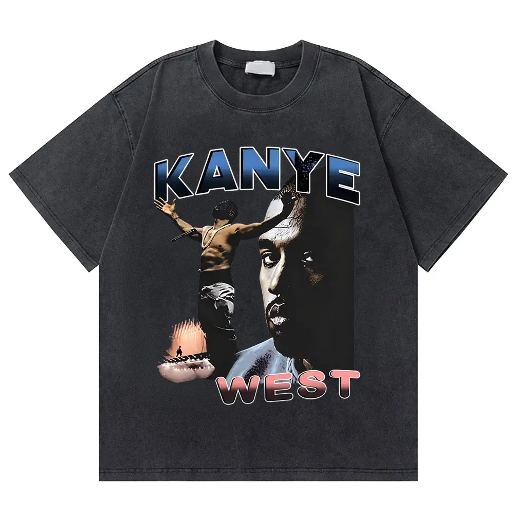

Washed Vintage Rapper Kanye West Graphic T-shirts Men's High Quality T-shirt Men Hip Hop Fashion Oversized T Shirts Streetwear