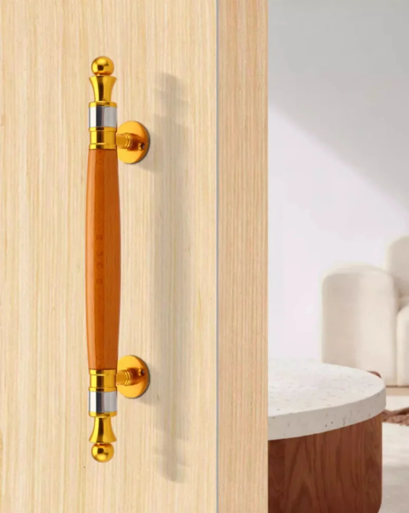 340mm Modern Simple Punch-Free Open installation Wood Grain Gold Silver Pass door Hide door sliding door Solid wood door Handle