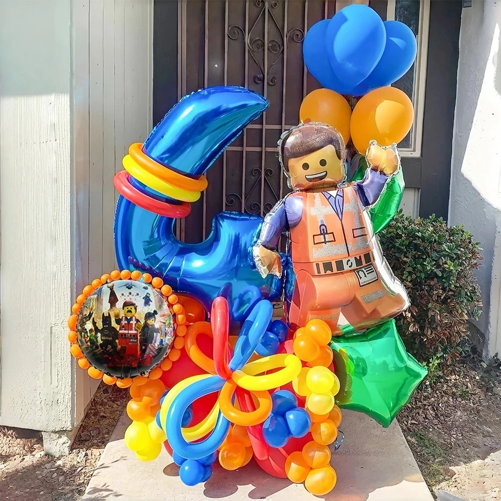 Cartoon Building Block Themed Party Balloon Set Colorful Latex Balloons for Baby Shower Kids Birthday Christmas Decorations - view 2