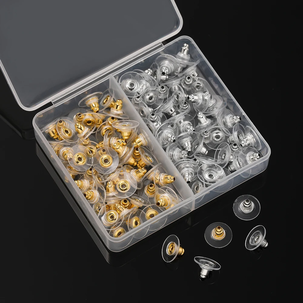 120pcs Boxed Soft Silicone Rubber Earring Back Stoppers For Stud Earring DIY Earring Findings Accessories Ear Blockage Sets
