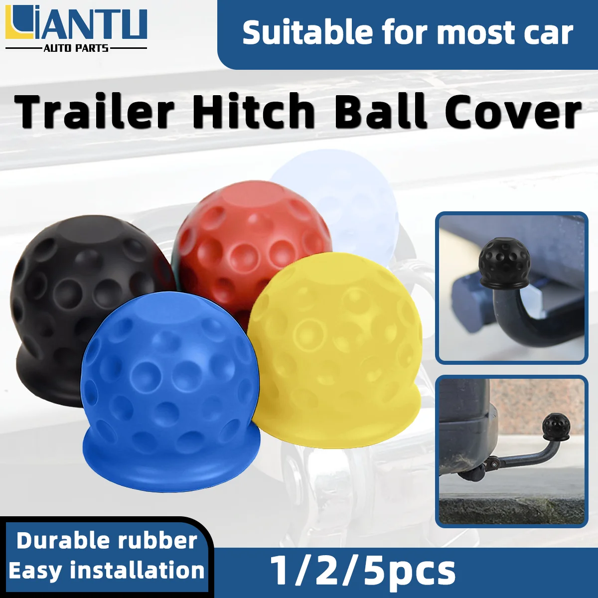 1/2/5PCS 4 Colors Universal Tow Ball Cover Weatherproof Dustproof Anti-Rust Protector Cap Premium Trailer Towing Exterior Parts