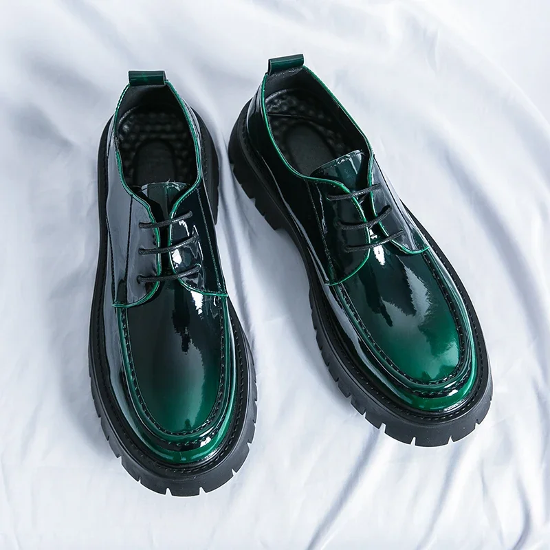 

Брендовая мужская обувь на кожаной платформе, модная повседневная обувь на шнуровке, деловые оксфорды высокого качества на толстой подошве, деловые модельные туфли