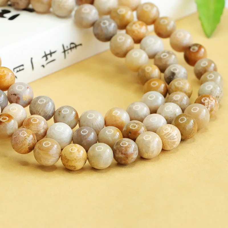 Aiyu, chrysanthemum stone beads string long chain coral jade work in progress DIY jewelry