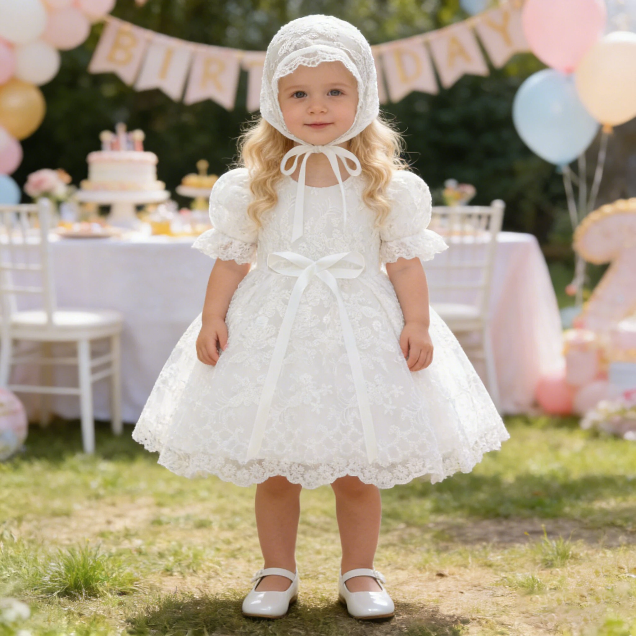 Elegant Flower Baptism Baby Girls Party Dress Fluffy Tulle 1st Birthday Wedding Princess Dress Girl Bow Bridesmaids Prom Costume