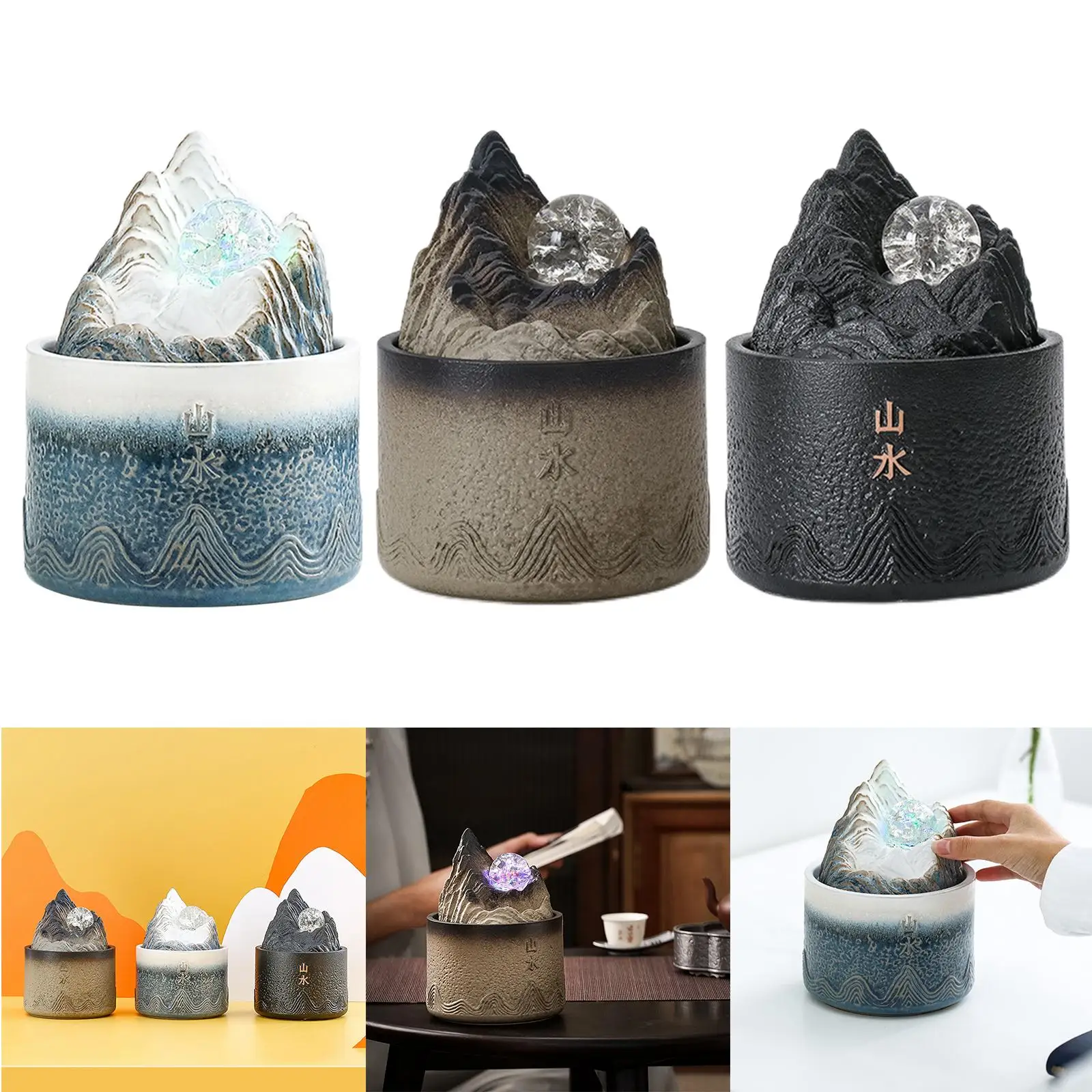 Tabletop Fountain Decorative Bubble Ball Meditation Relaxing USB Socket Soothing for Bedroom Outdoor Indoor Garden Desk Decor
