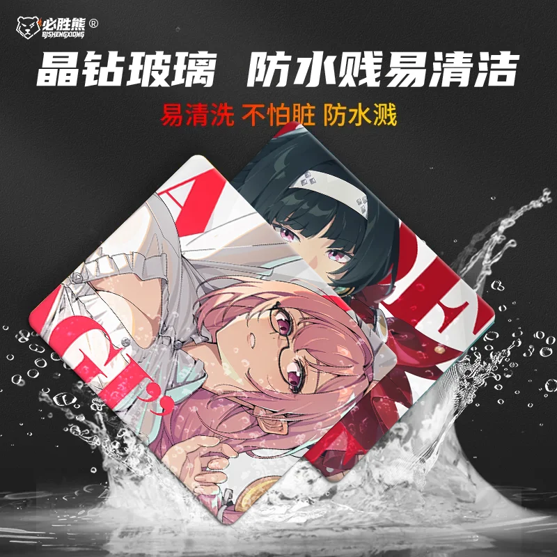 Anime Animation Micro-etching Glass Mouse Pad Gaming Pad Smooth Frosted Surface Waterproof Desk Tempered Multiple Sizes Optional