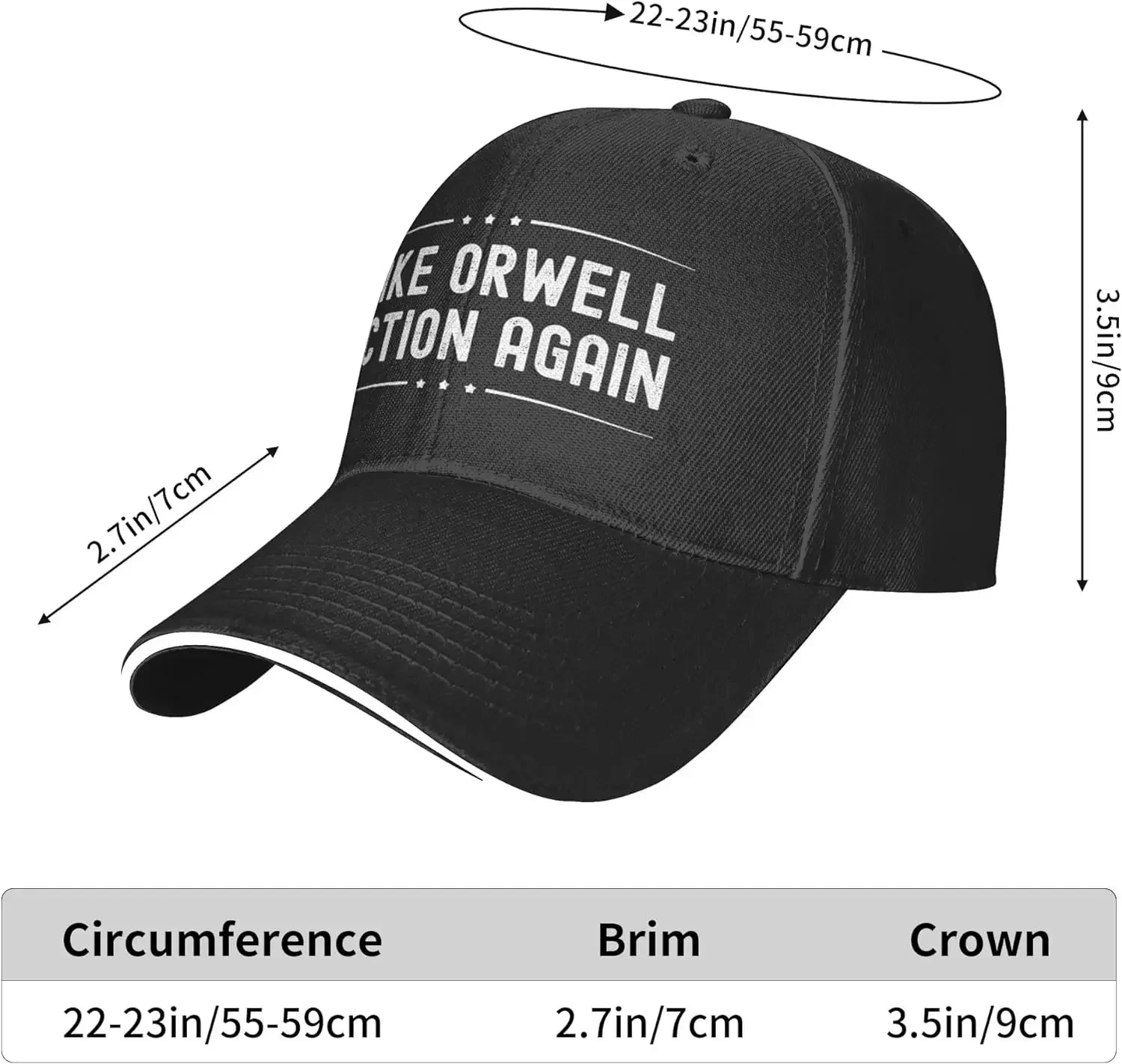 Make Orwell Fiction Again Hat for Men Women Adjustable Baseball Cap Trucker Hat