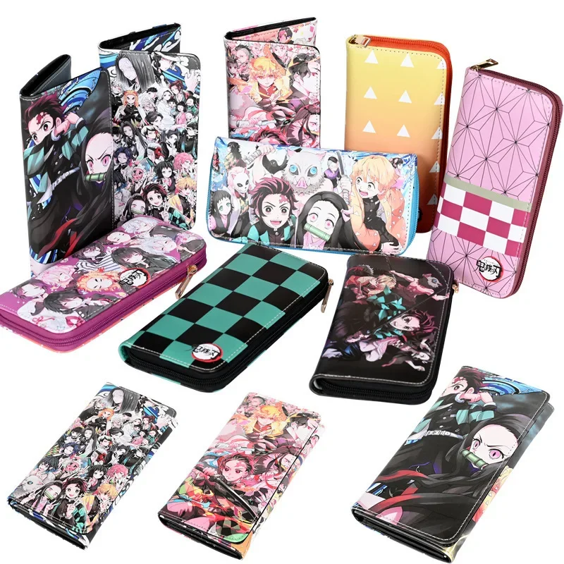 Anime  Kimetsu No Yaiba Tanjiro Kamado Nezuko Wallets Long PU Leather Wallet Anime Purse Cosplay Accessories