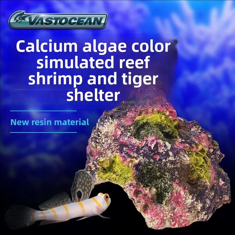 VASTOCEAN Saltwater Aquarium Cave-Reef Safe Hiding Hole for Goby,Shrimp,Crab & Hermit Crab - Natural Looking Marine Fish Shelter