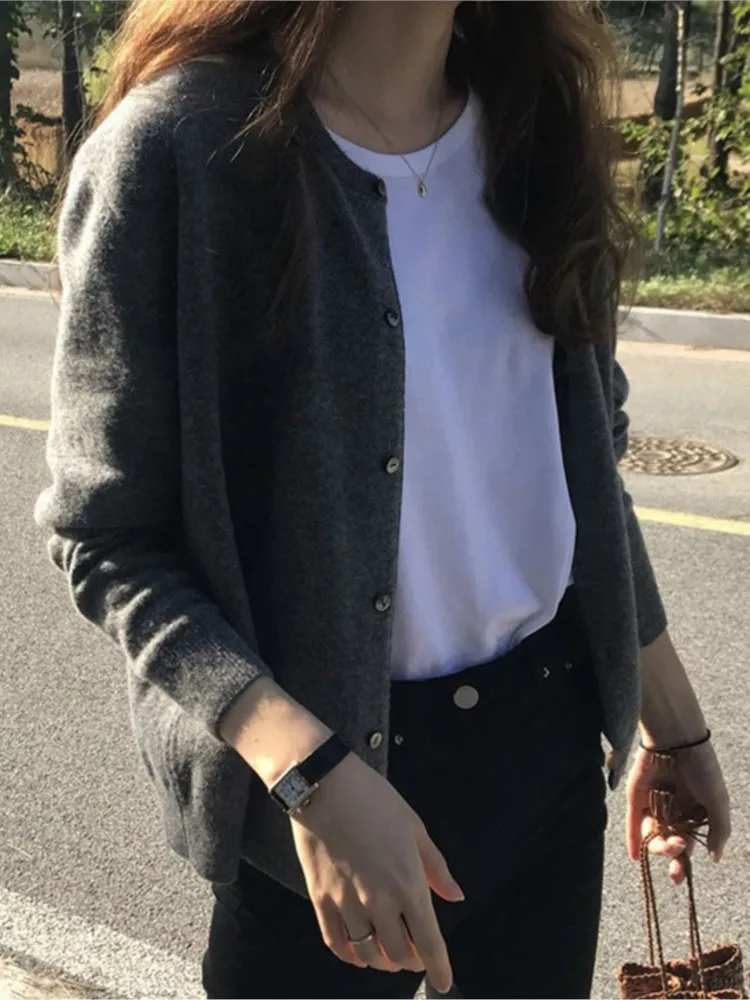 2026 Women's Clothing Knitted Cardigan Bolero Jacket Sweater Solid Color Comfortable All-match Simple Style Casual Fashion Slim