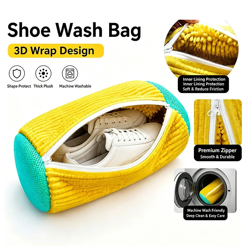 Lazy person's wonder tool: Chenille care bag specifically designed for Shoe Washing Machine Bag Laundry Shoe Bag