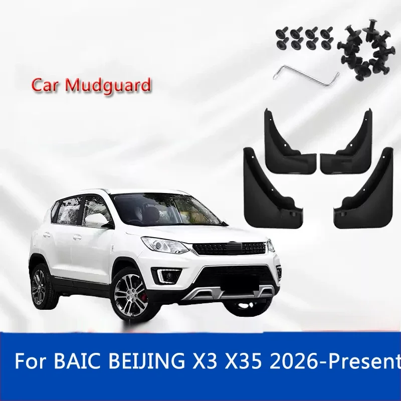 4PCS ABS Car Fender Mud Flaps Splash Guard Anti-dirt Wear-resistant Body Protect Accessory For BAIC BEIJING X3 X35 2026-Present