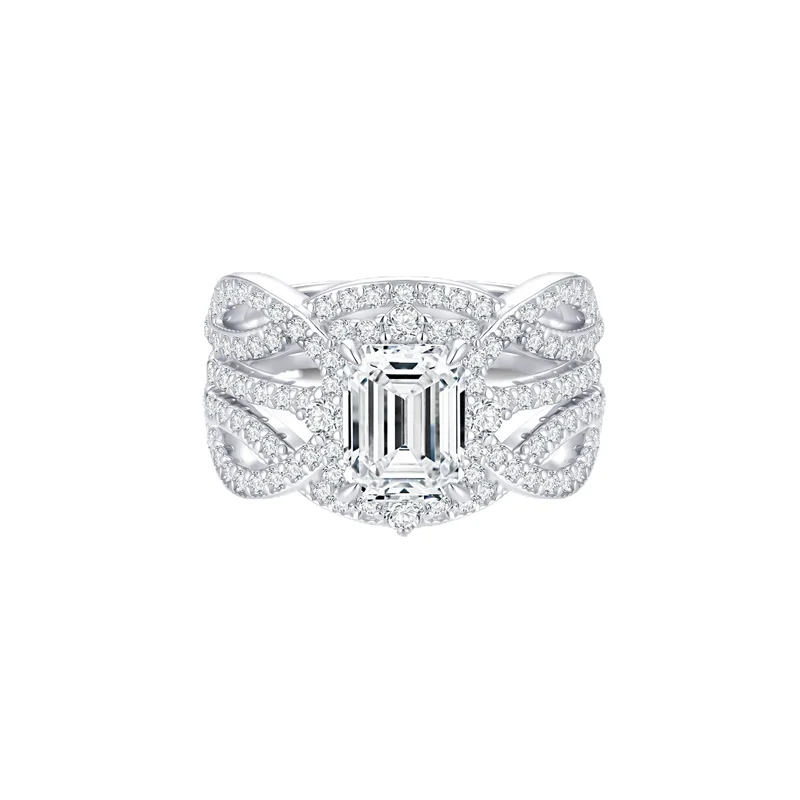 ZFSILVER s925 Sterling Silver Moissanite Crown Rectangle Ring Charms Women Fashion Classic High-Quality Jewelry Party Gift KM293