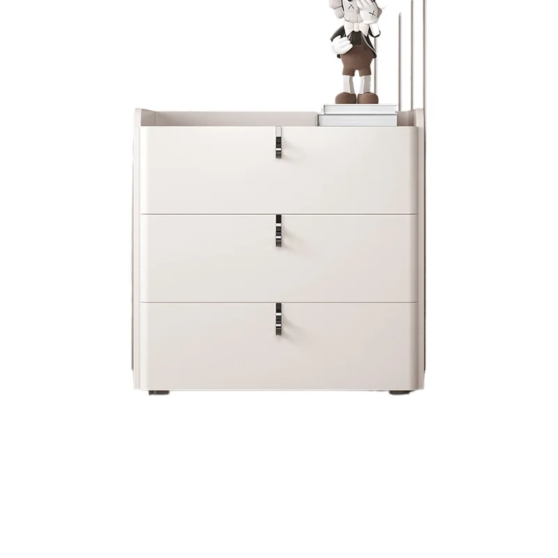 Modern light luxury solid wood furniture bedside household bedroom small storage invisible safe integrated
