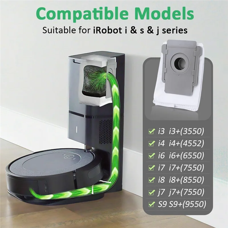 ABBK-Bolsas de eliminación de suciedad para Irobot Roomba E, I y J modelos I1+,I3+, I4+, I5+, I7+, I8+, J5+, J7+, J8+, J9+, Combo J7+ J9+
